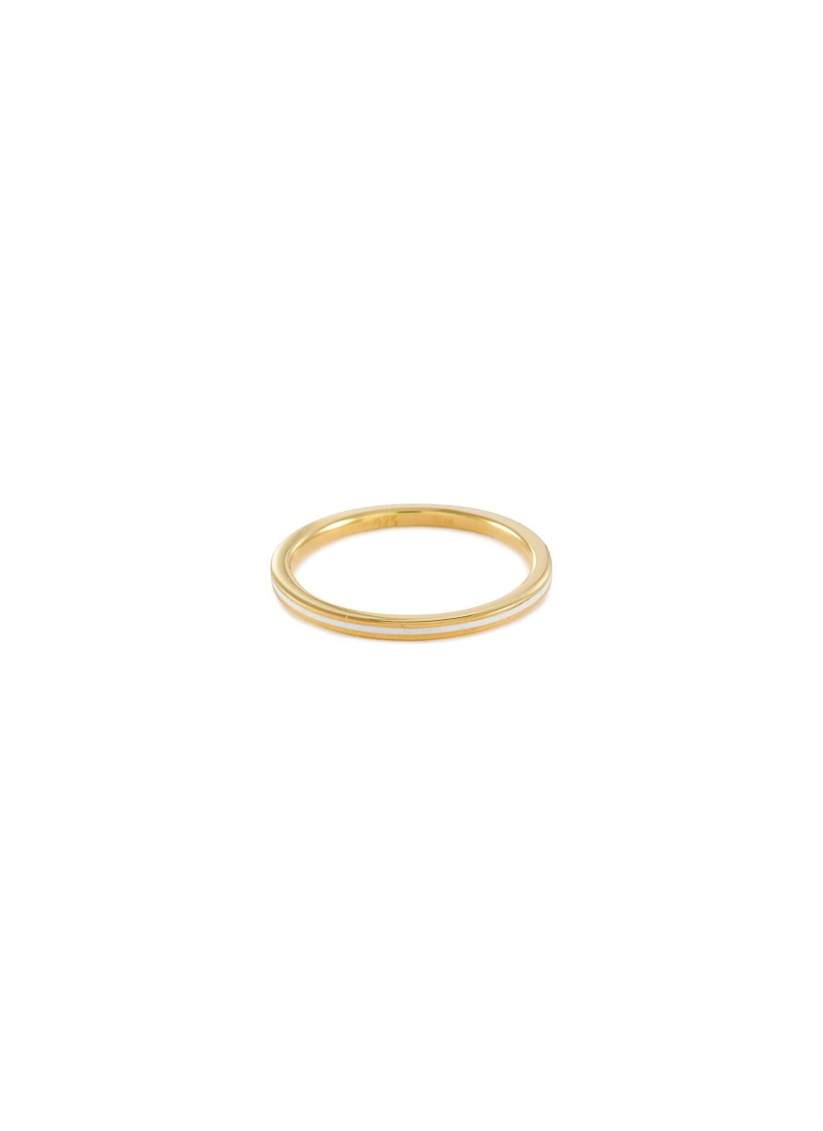 Accessories * | Eyem Closeout Sale 18K Gold Plated Sterling Silver Enamel Slim Band Ring