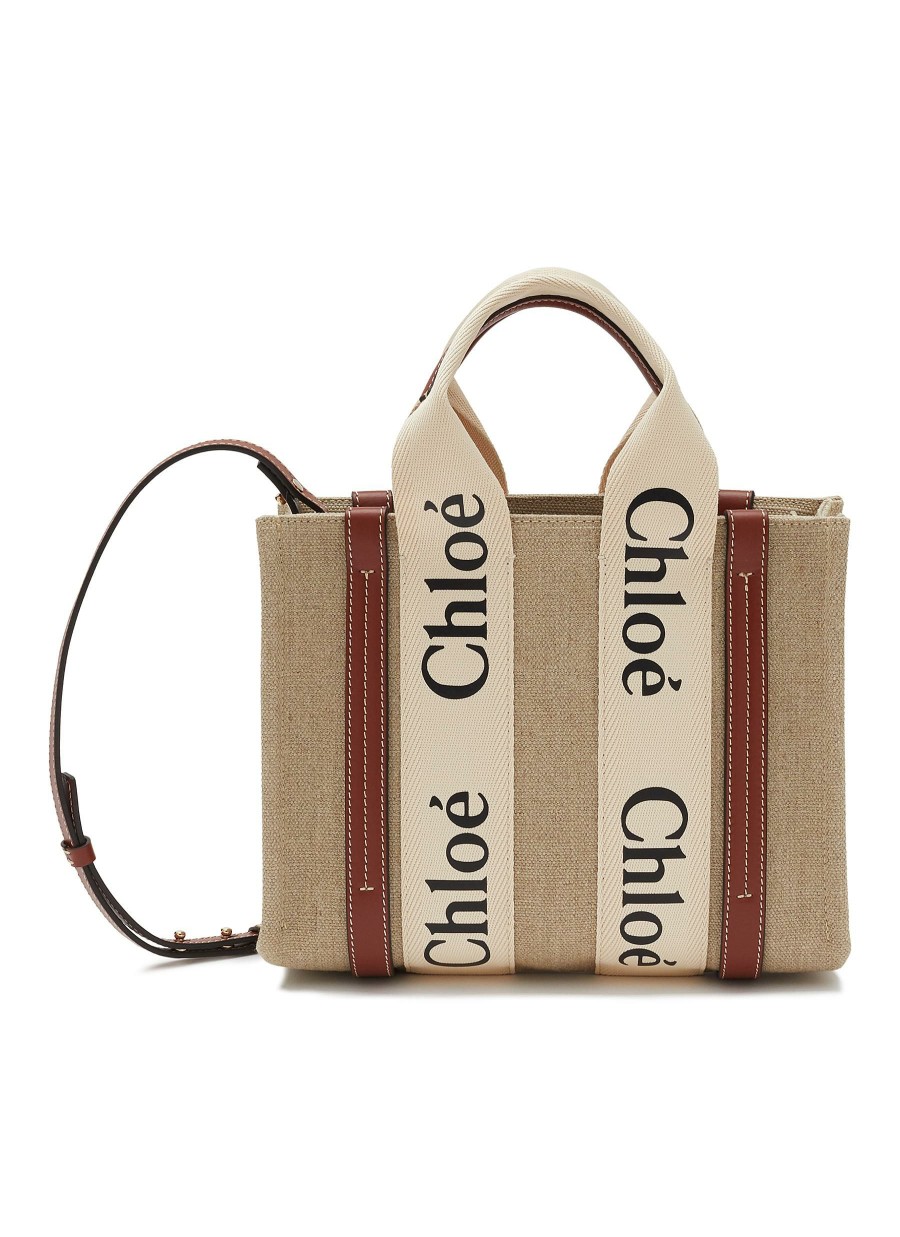 Bags * | Chloe Outlet Small 'Woody' Eco Canvas Tote Bag