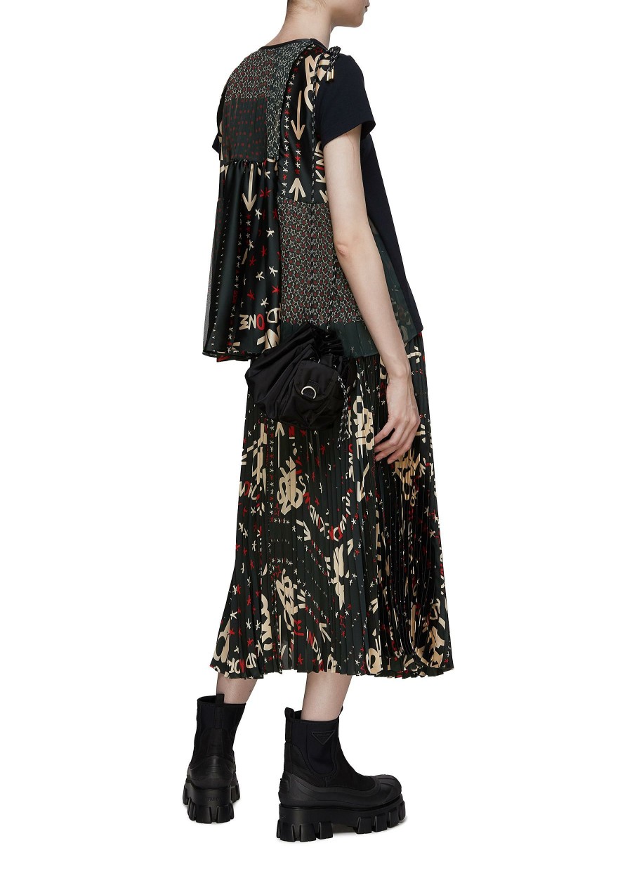 Clothing * | Sacai Premium Slogan Print Pleated Midi Skirt