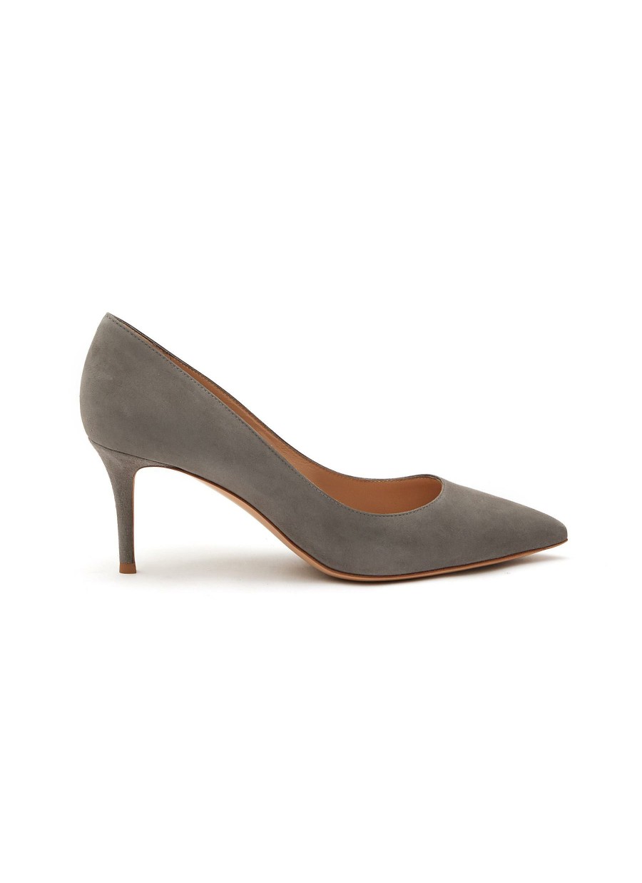 Shoes * | Gianvito Rossi Clearance 'Gianvito' 70 Suede Point Toe Pumps