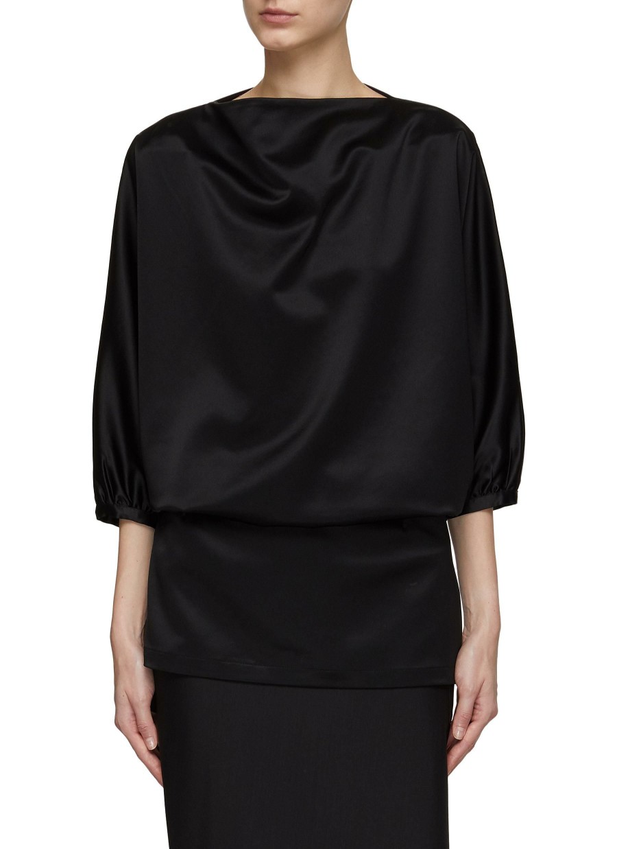 Clothing * | Toteme Fashion Satin Cowl Neck Quarter Sleeve Top