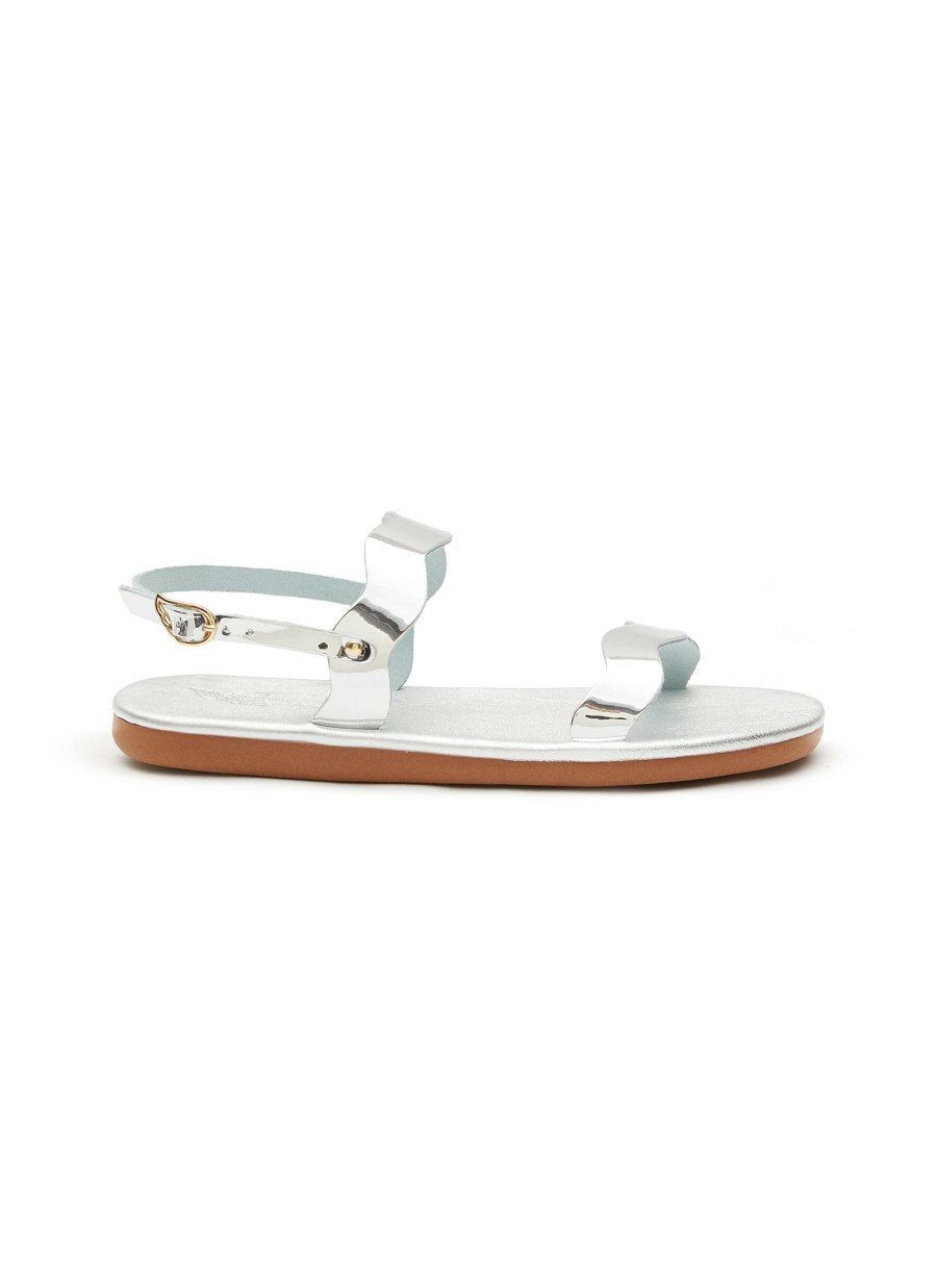 Shoes * | Ancient Greek Sandals Flash Sale 'Calamos' Wavy Double Band Leather Slingback Sandals