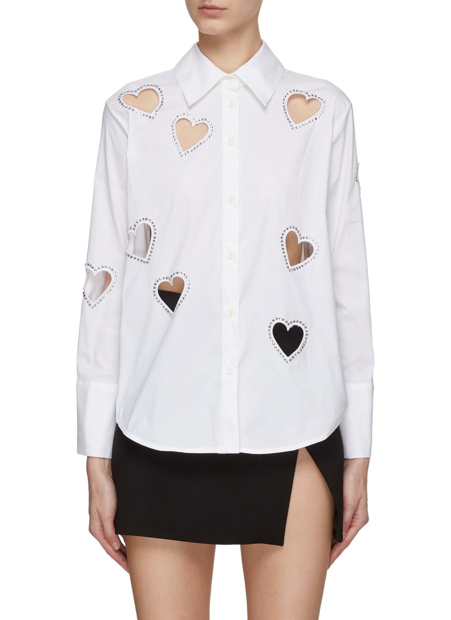 Clothing * | Alice + Olivia Excellent Quality 'Finely' Embroidery Heart Cutout Shirt