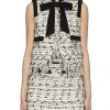 Clothing * | Giambattista Valli Fashion Contrast Collar Bow Applique Frayed Hem Boucle Tweed Waistcoat