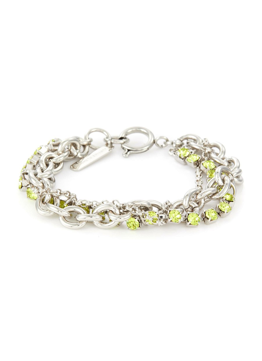 Accessories * | Justine Clenquet Hot Sale Palladium Plated Crystal Bracelet