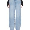 Clothing * | Good American Hot Sale Crystal Embellished Crossover Waistband Straight Leg Jeans