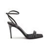 Shoes * | Pedro Garcia Premium 'Flanna' Square Toe Triple Crystal Band Satin Sandals