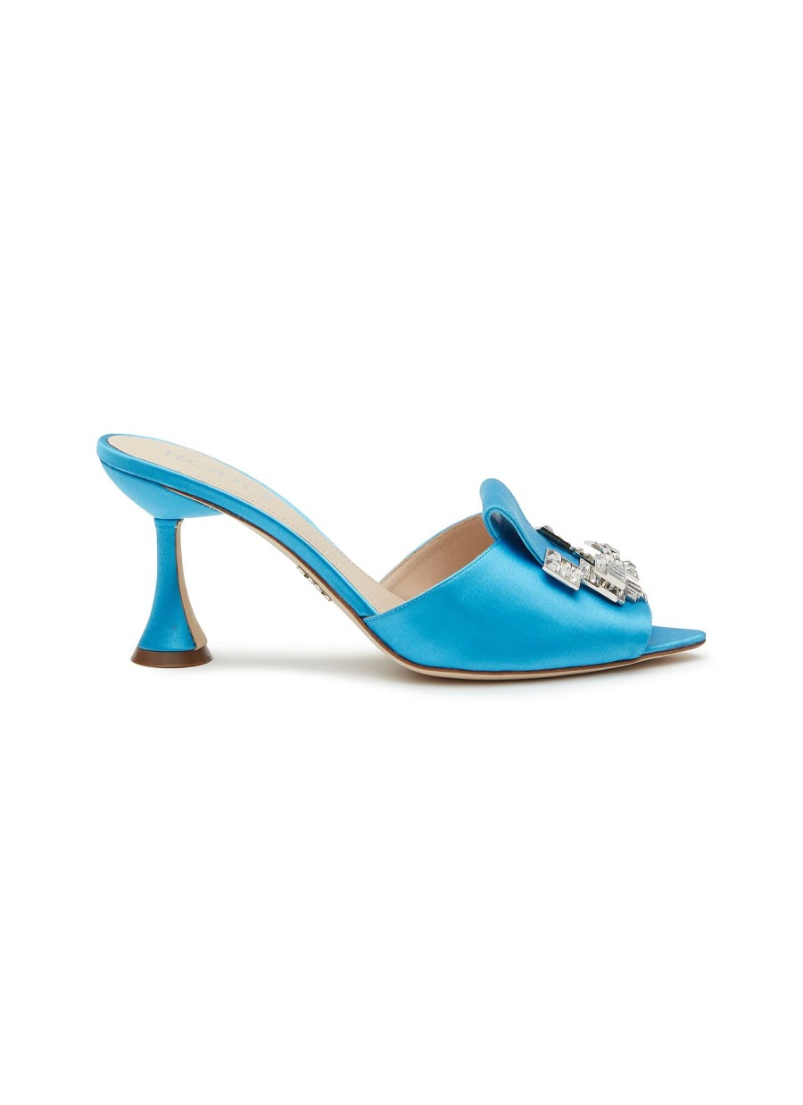 Shoes * | Rodo Outlet 'Calia' 80 Strass Embellished Satin Mules