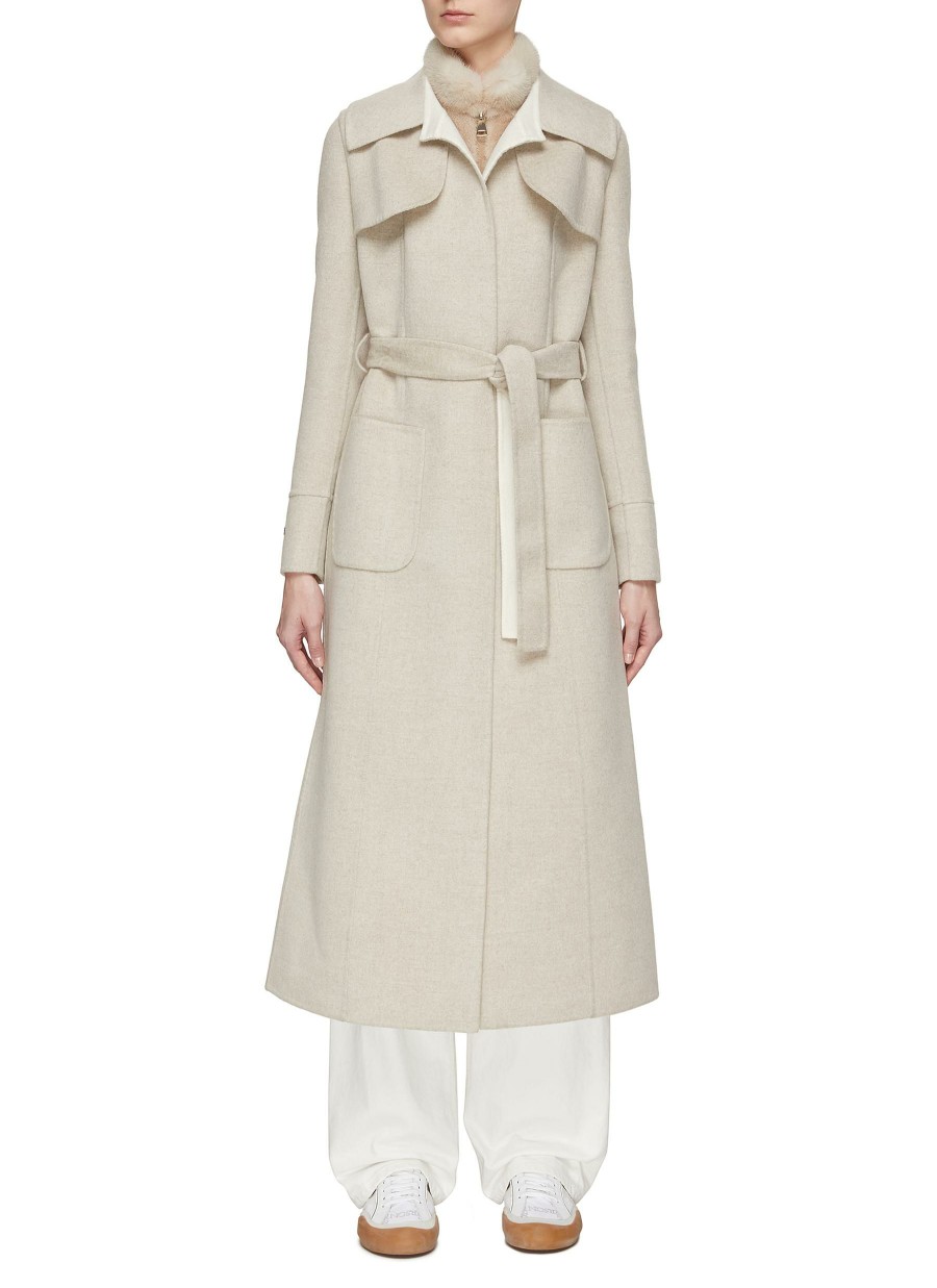 Clothing * | Inniu Best Sale Long Sleeve Belted Loro Piana Wool Coat