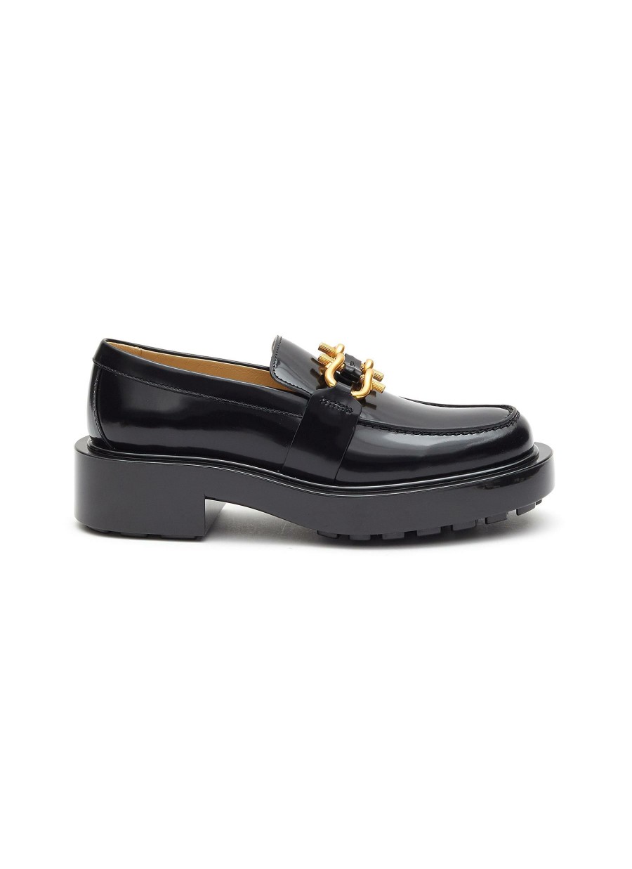 Shoes * | Bottega Veneta Hot Sale 'Monsieur' Buckle Applique Patent Leather Loafers