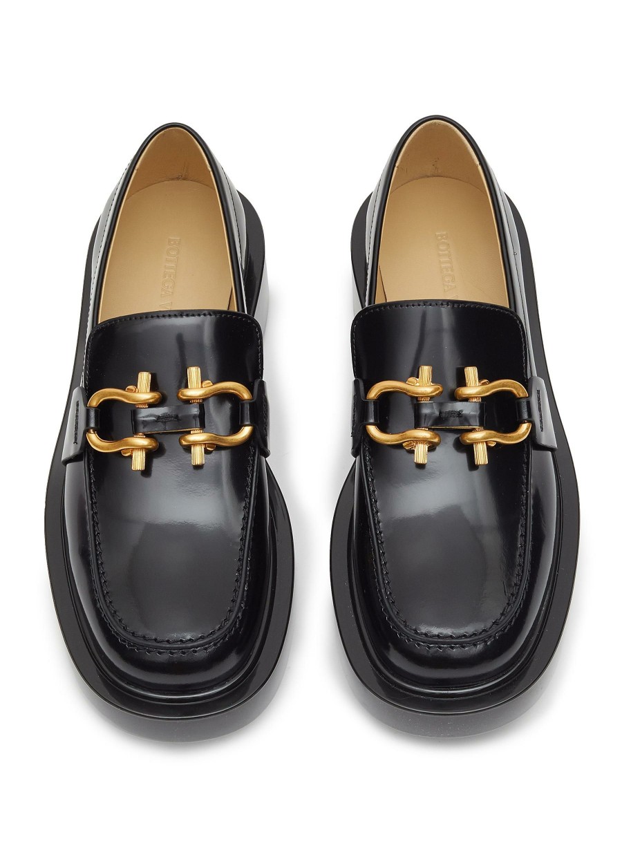 Shoes * | Bottega Veneta Hot Sale 'Monsieur' Buckle Applique Patent Leather Loafers