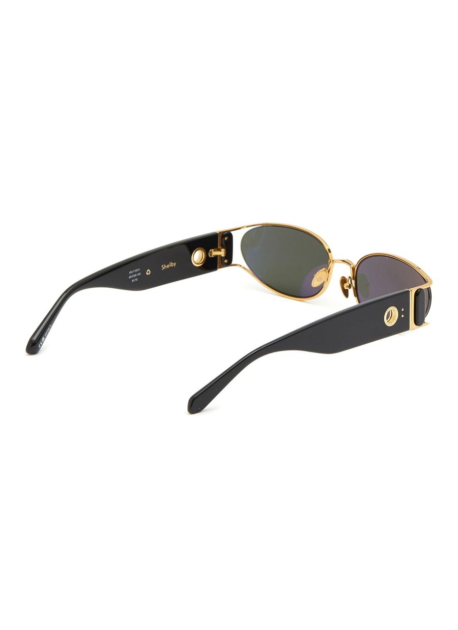 Accessories * | Linda Farrow Best Sale 'Shelby' Acetate Oval Frame Grey Lens Sunglasses