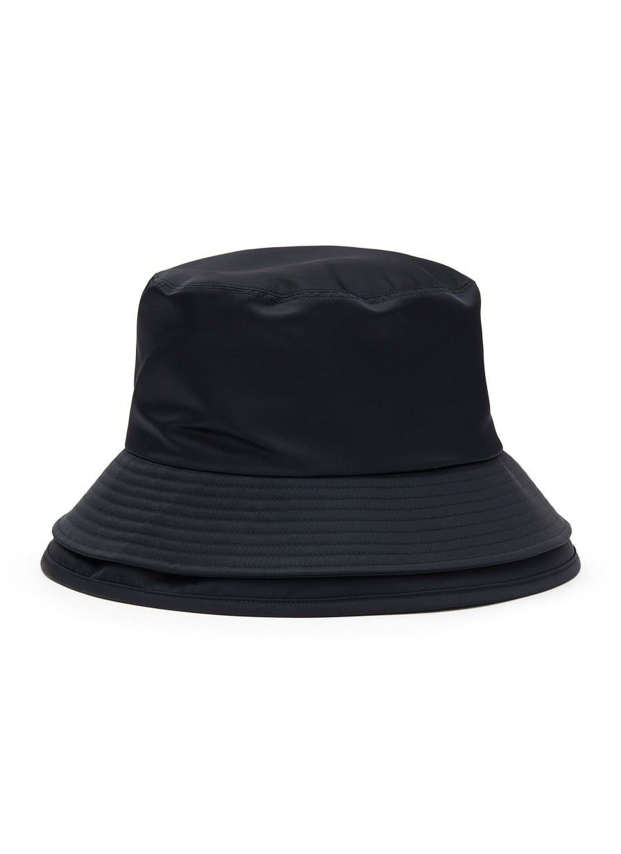 Accessories * | Sacai Crazy Deals Logo Embroidery Nylon Layered Bucket Hat