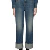 Clothing * | Alexander Mcqueen Best Sellers Whiskering Detail High Rise Cuffed Straight Leg Jeans