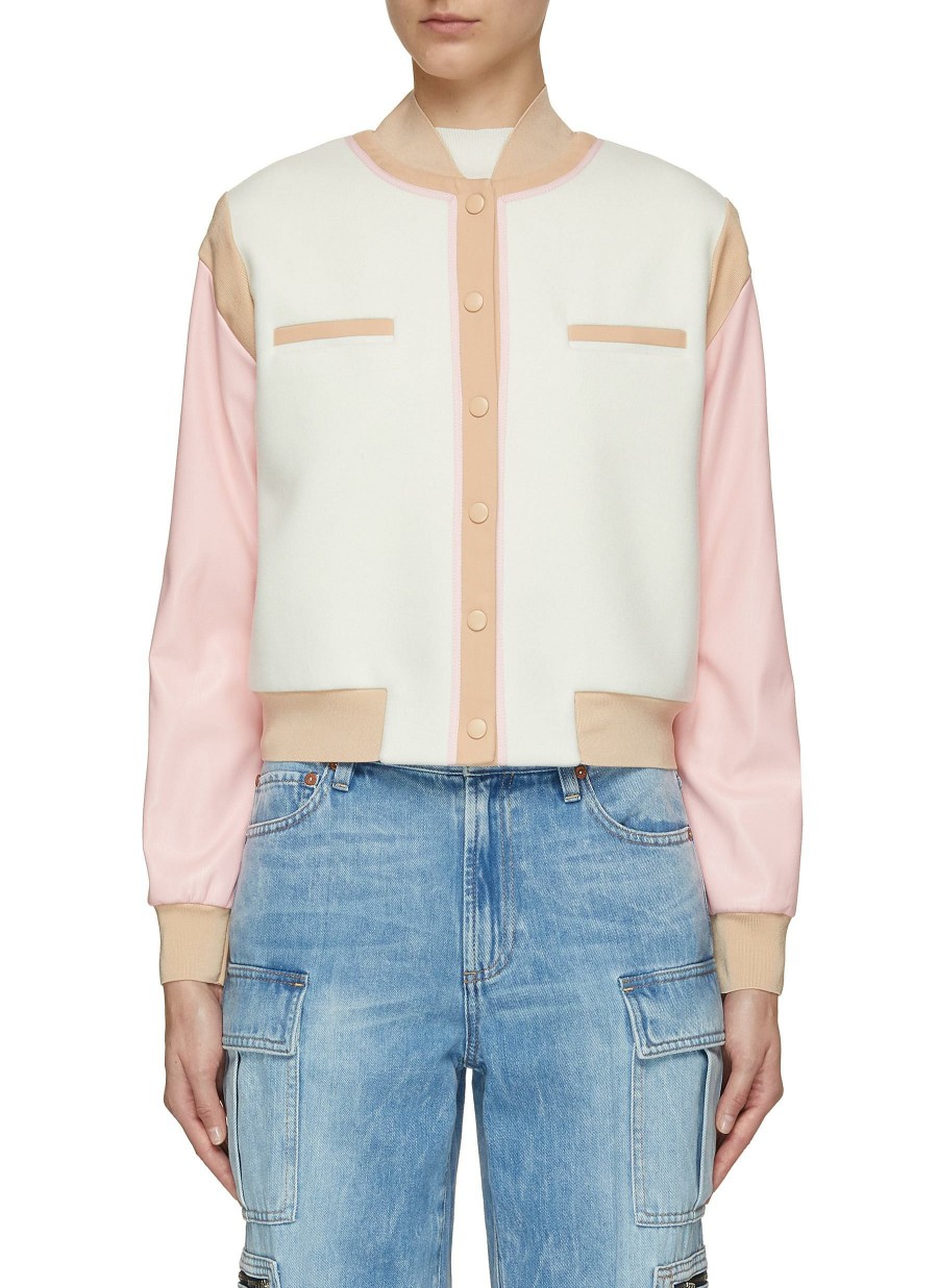 Clothing * | Alice + Olivia Premium 'Keri' Snap Button Front Varsity Jacket