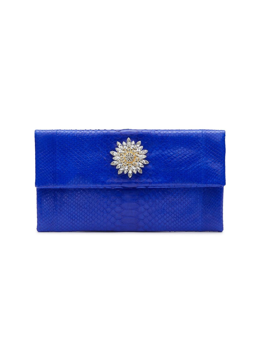 Bags * | Suzette Hot Sale Small 'Henri' Brooch Python Leather Clutch