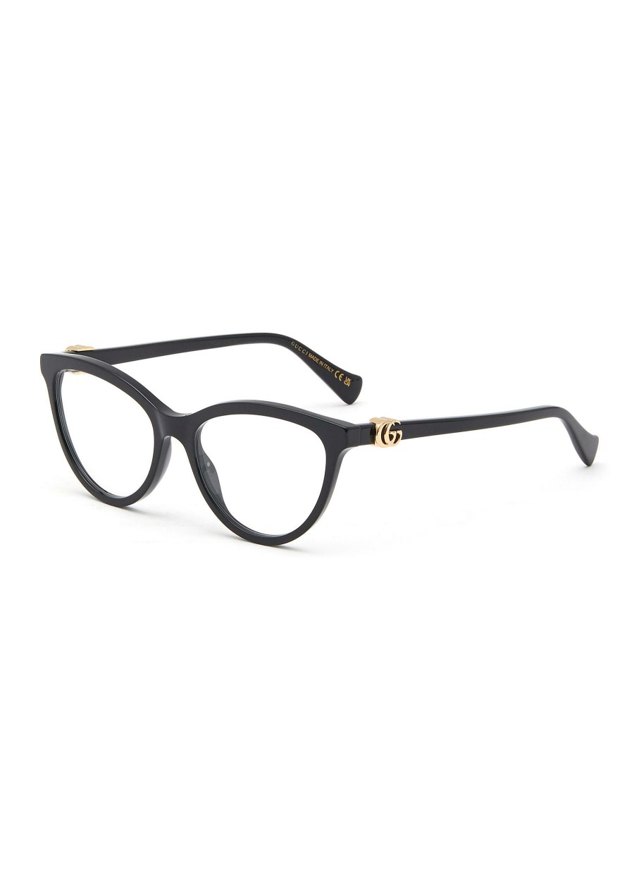 Accessories * | Gucci Online Logo Applique Acetate Frame Cat Eye Optical Glasses