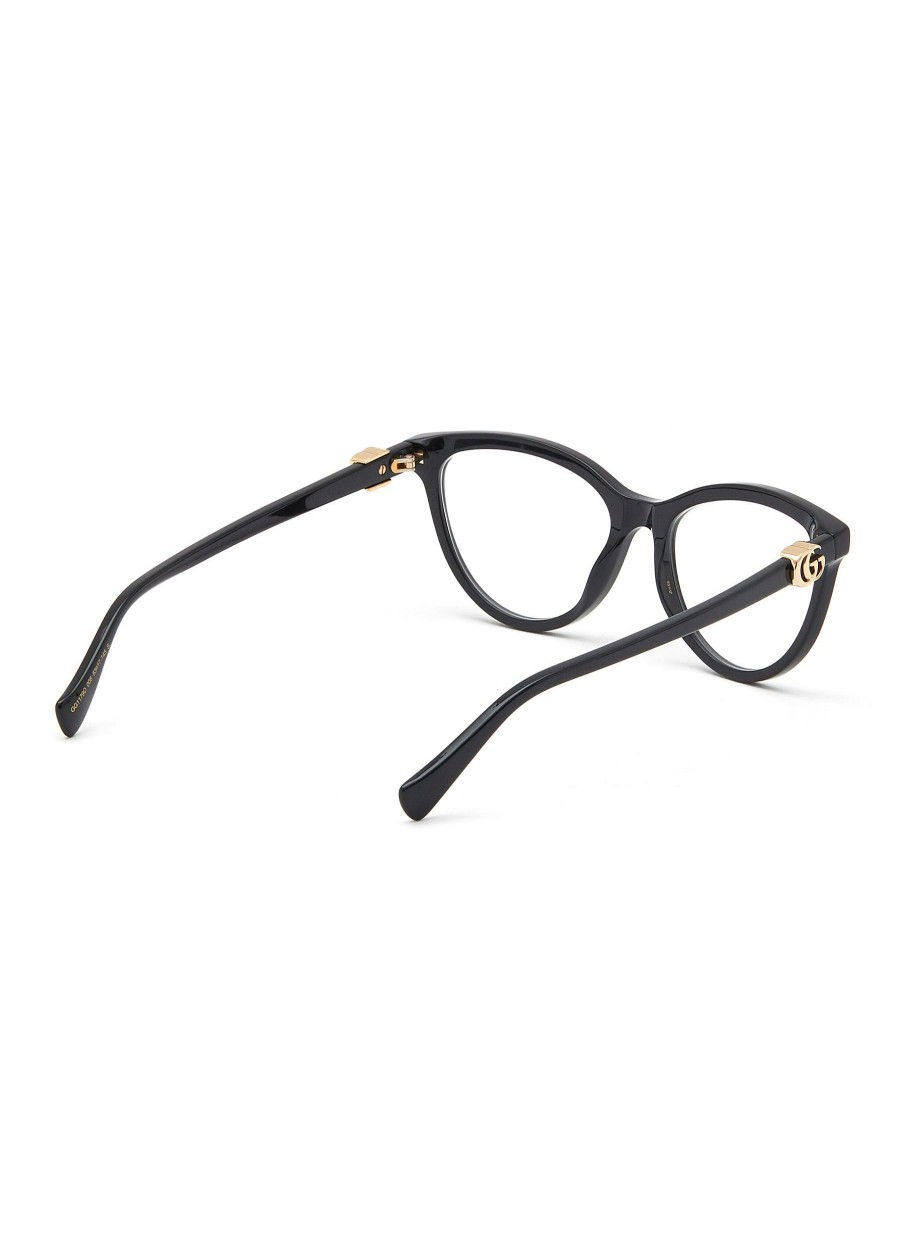 Accessories * | Gucci Online Logo Applique Acetate Frame Cat Eye Optical Glasses