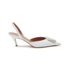 Shoes * | Amina Muaddi Flash Sale 'Camelia' 60 Leather Slingback Kitten Heels