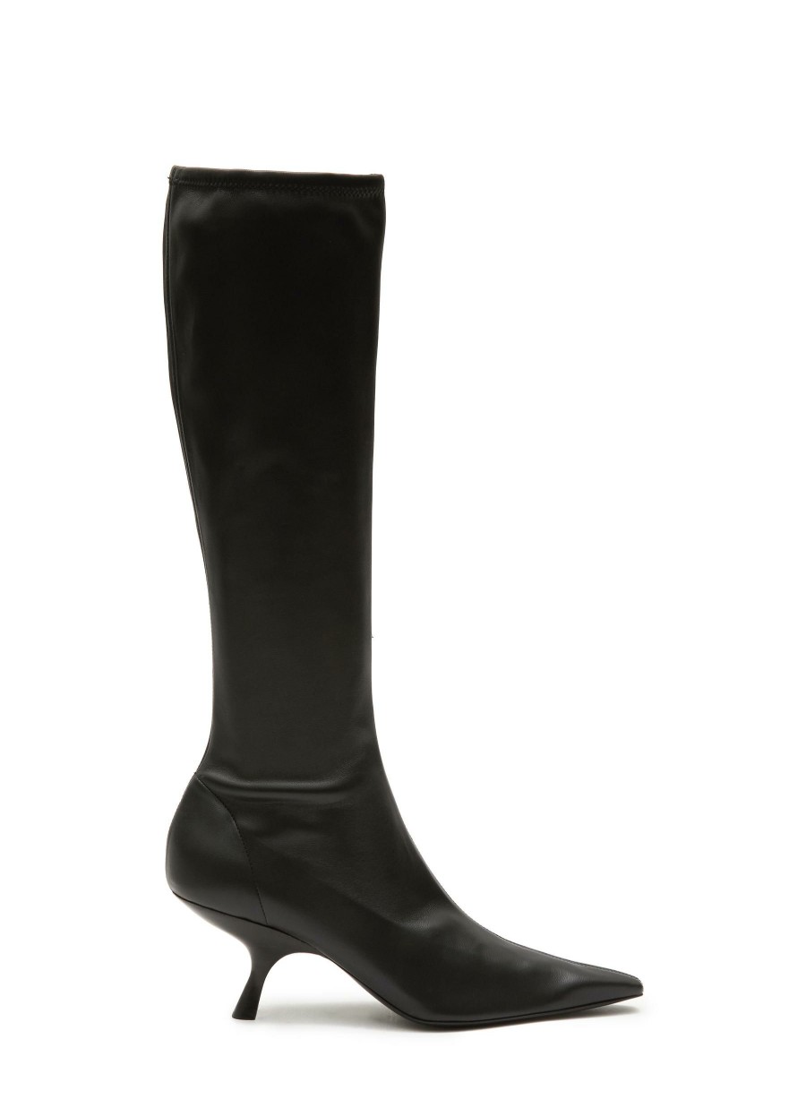 Shoes * | The Row Hot Sale 'Lady' Square Toe Nappa Leather Knee High Boots