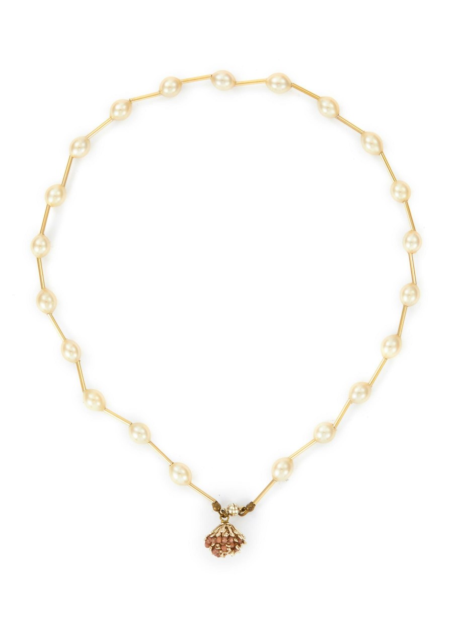 Accessories * | Monshiro Premium 'Sucabiosa' Gold Plated Metal Glass Pearl Necklace