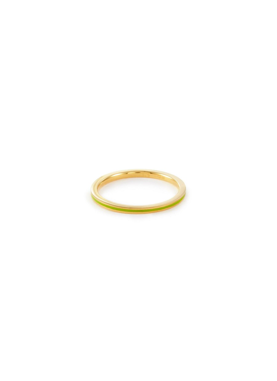 Accessories * | Eyem Excellent Quality 18K Gold Plated Sterling Silver Enamel Slim Band Ring