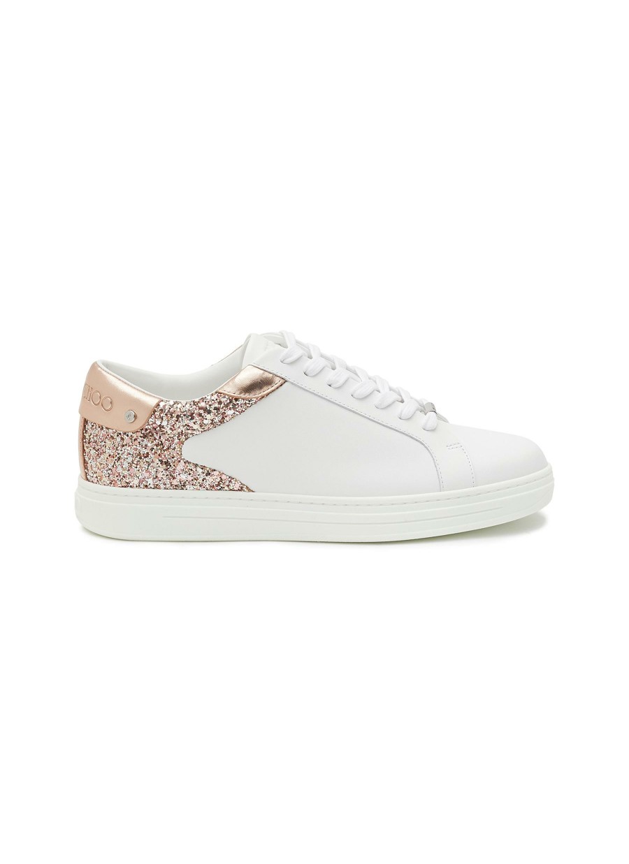 Shoes * | Jimmy Choo Excellent Quality 'Rome' Low Top Lace Up Glitter Leather Sneakers