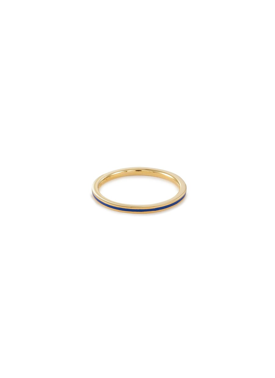 Accessories * | Eyem Premium 18K Gold Plated Sterling Silver Enamel Slim Band Ring