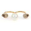 Accessories * | Alexander Mcqueen Hot Sale Crystal Embellished Skull Faux Pearl Ring