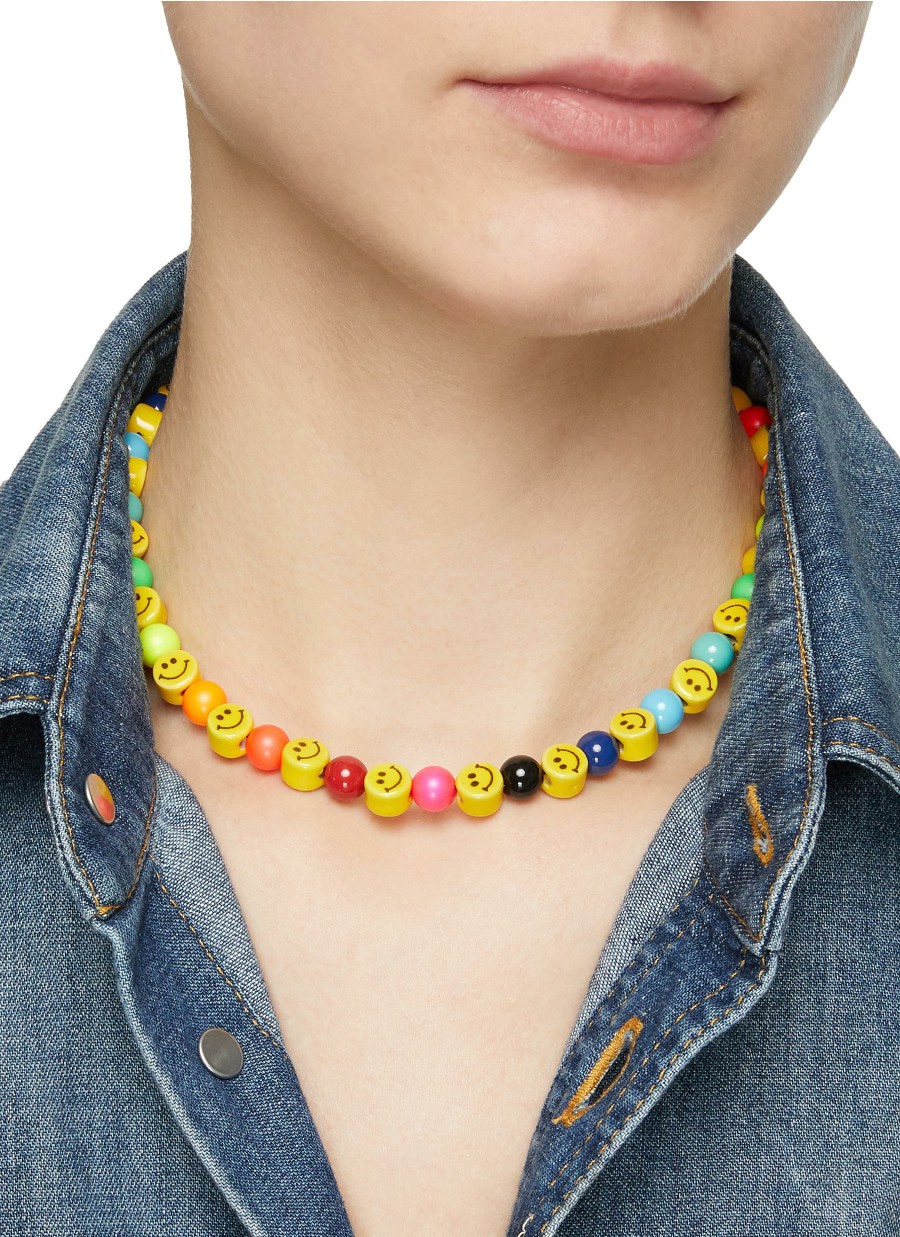 Accessories * | Venessa Arizaga Discount 'Rainbow Cheer' Gold Plated Brass Ceramic Glass Bead Necklace