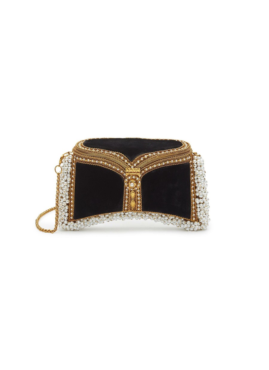 Bags * | Mae Cassidy Tendy Style 'Zeenat' Pearl Crystal Embellished Velvet Crossbody Bag