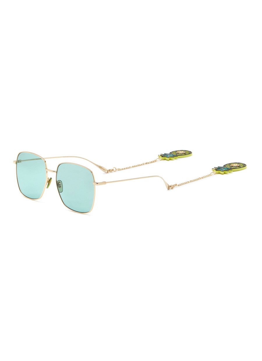 Accessories * | Gucci Shop Pineapple Charm Metal Frame Green Lens Sunglasses