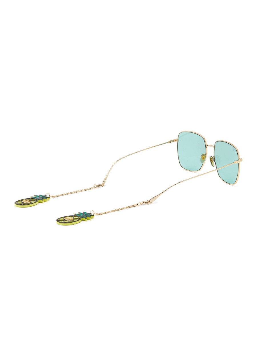 Accessories * | Gucci Shop Pineapple Charm Metal Frame Green Lens Sunglasses