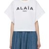 Clothing * | Alaia Premium Logo Embroidered Crewneck Wide Sleeve Cotton T-Shirt