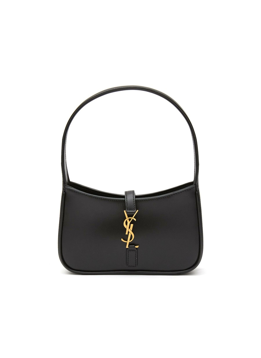 Bags * | Saint Laurent Excellent Quality Logo Plaque Leather Mini Hobo Bag