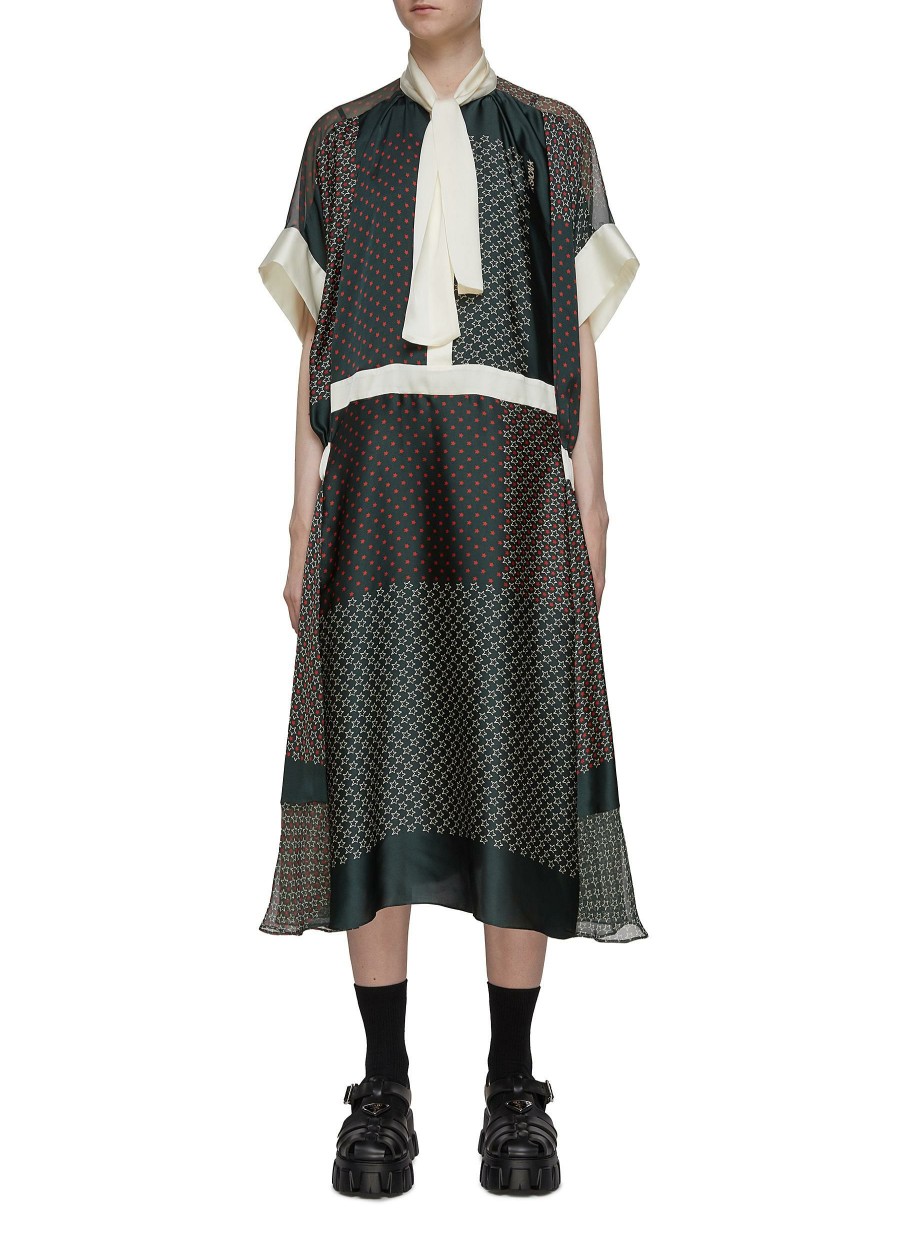 Clothing * | Sacai Good Quality X Eric Haze Tie-Neck Midi Dress