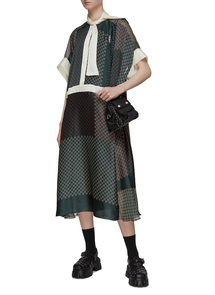 Clothing * | Sacai Good Quality X Eric Haze Tie-Neck Midi Dress