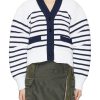 Clothing * | Sacai Outlet Sale Puff Sleeve Striped V-Neck Cardigan