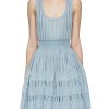 Clothing * | Alaia Best Sale Scoop Neck Elasticated Waist Ribbed Detail Mini Sakter Dress