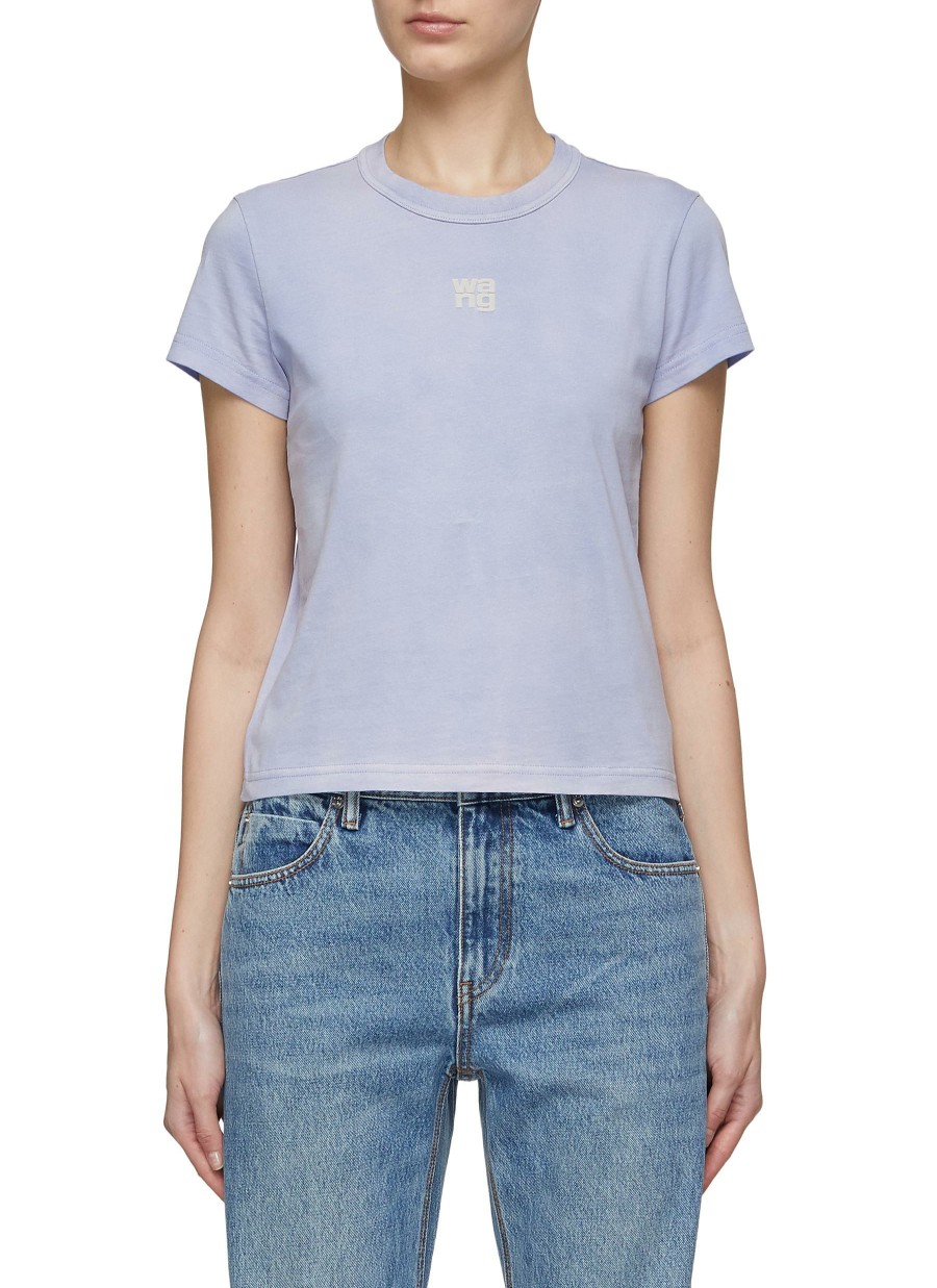 Clothing * | T By Alexander Wang Flash Sale Bound Neck Puff Neck Essential Jersey Shrunk T-Shirt