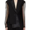 Clothing * | Feng Chen Wang Clearance Metal Logo Embellished Organza Sleeve Layered Blazer