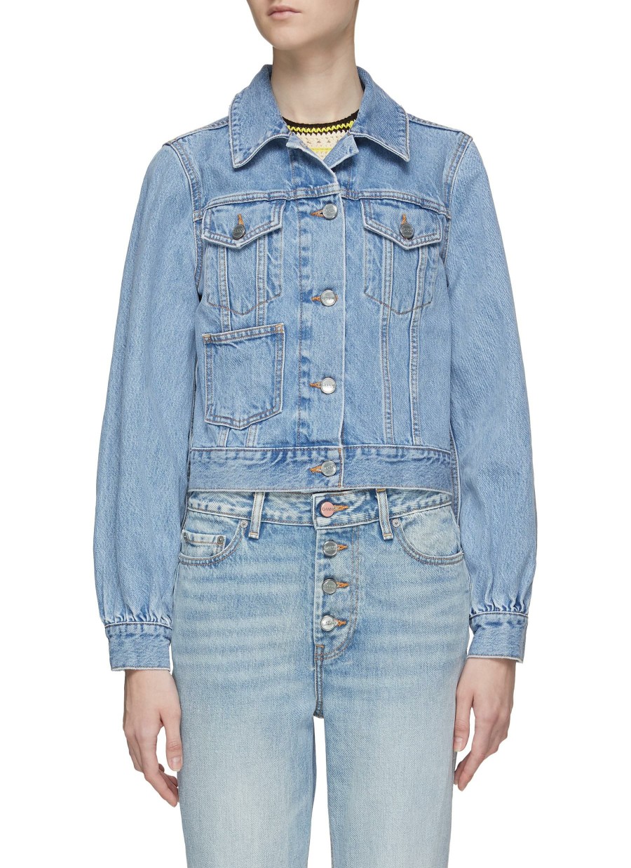 Clothing * | Ganni Outlet Sale 'Camy' Pocket Detail Cropped Denim Jacket