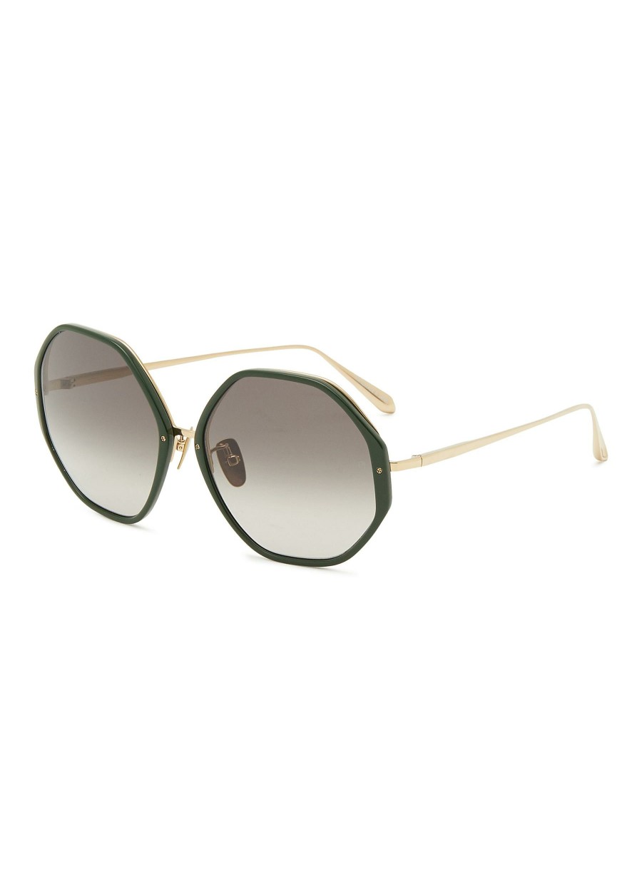 Accessories * | Linda Farrow Shop 'Alona' Acetate Frame Gradient Grey Lens Hexagonal Sunglasses