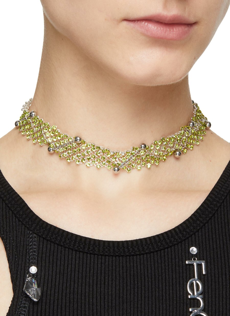 Accessories * | Justine Clenquet Outlet Sale Palladium Plated Crystal Piercing Choker