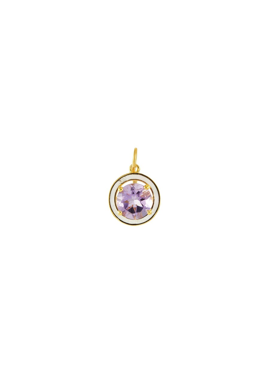 Accessories * | Eyem Quick Delivery 18K Gold Plated Sterling Silver Amethyst Enamel Pendant