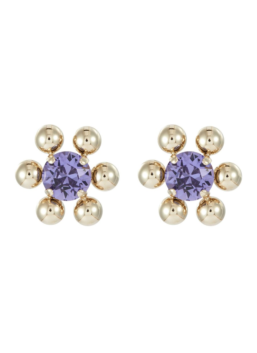 Accessories * | Justine Clenquet Good Quality Gold Toned Brass Crystal Beaded Stud Earrings