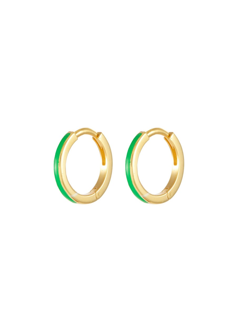 Accessories * | Eyem Best Sellers 18K Gold Plated Sterling Silver Enamel Midi Hoop Earrings