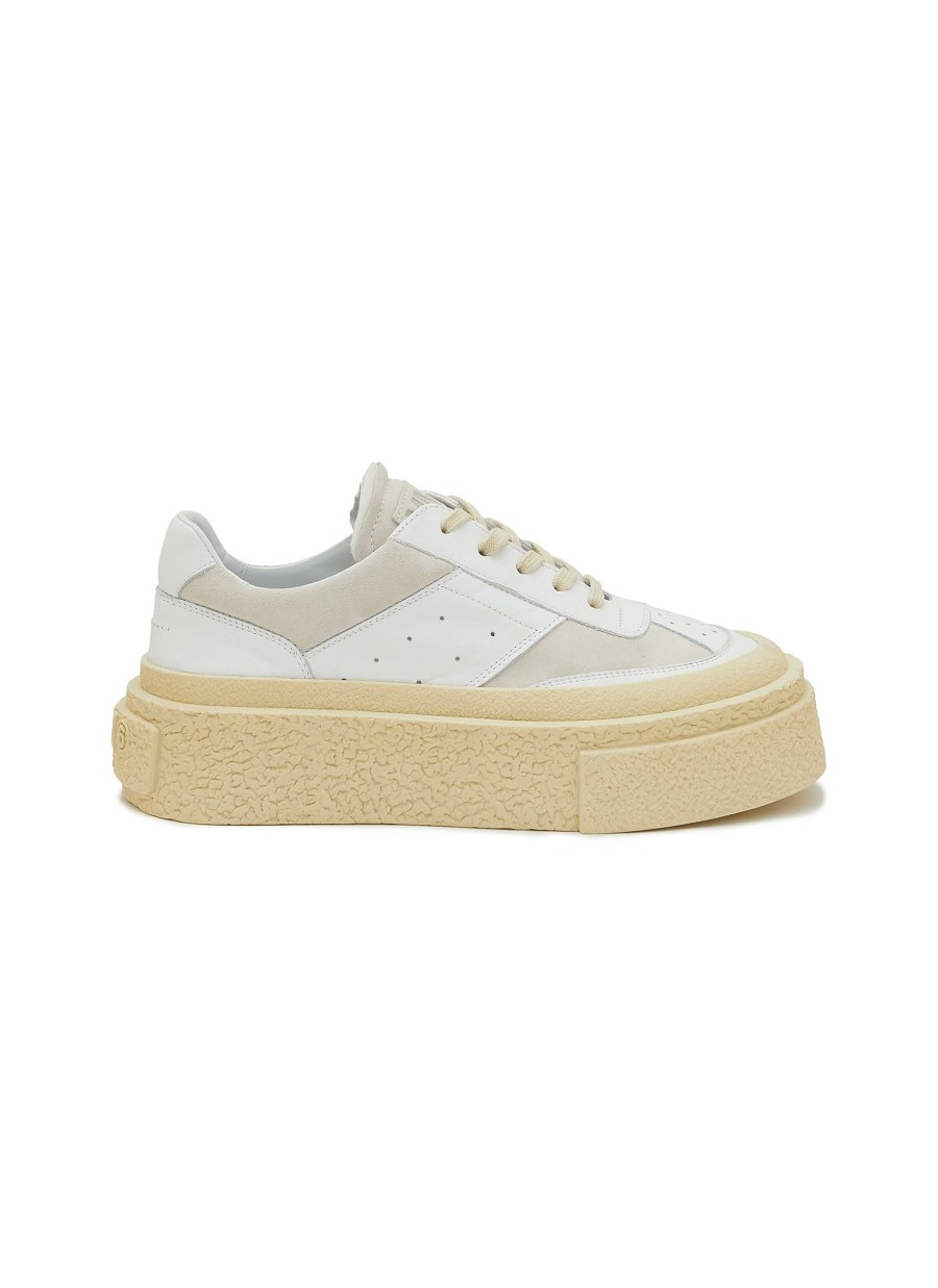 Shoes * | Mm6 Maison Margiela Tendy Style Leather Platform Low Top Sneakers