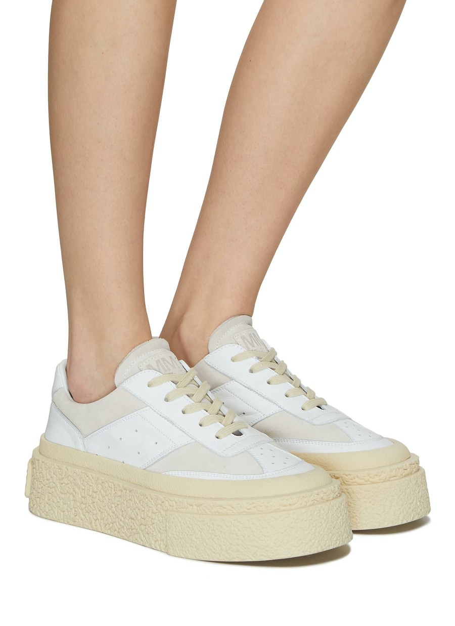 Shoes * | Mm6 Maison Margiela Tendy Style Leather Platform Low Top Sneakers