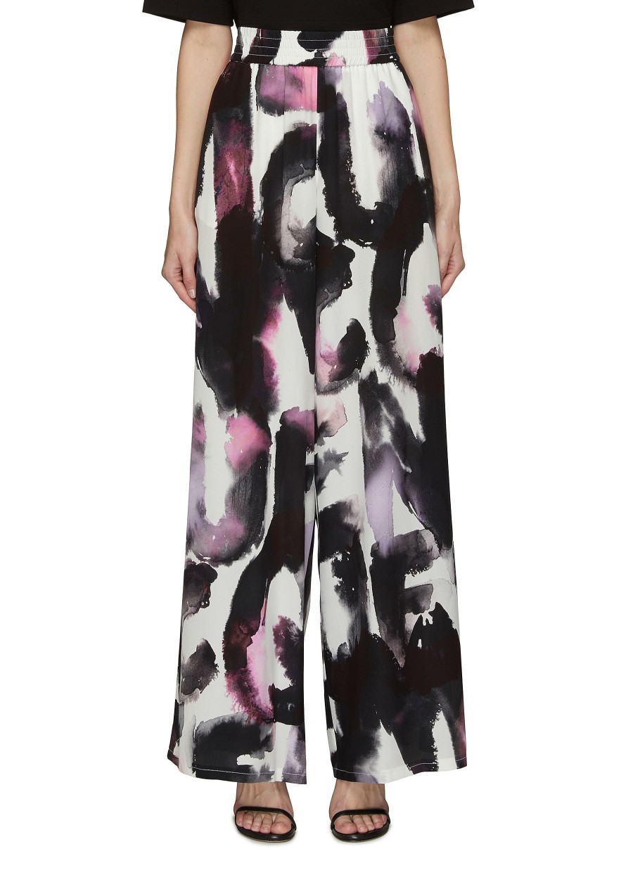 Clothing * | Alexander Mcqueen Flash Sale Watercolour Brush Stroke Print Wide Leg Pants